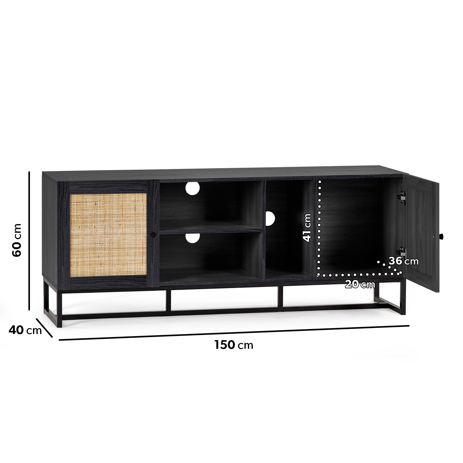 Read more about Large black tv stand with storage tvs up to 64 padstow